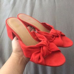 Red Suede Chunky Heel